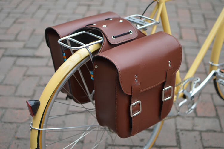 复古自行车山地电动旅行车货架驮包coco幼兽yami摩托车皮马鞍边包小牛
