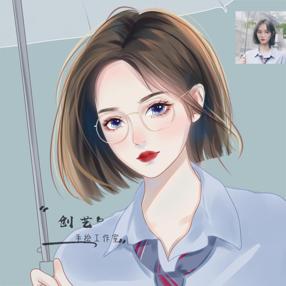 微信头像定制 手绘头像定制原创水晶风画师约稿漫画卡通设计情侣照片