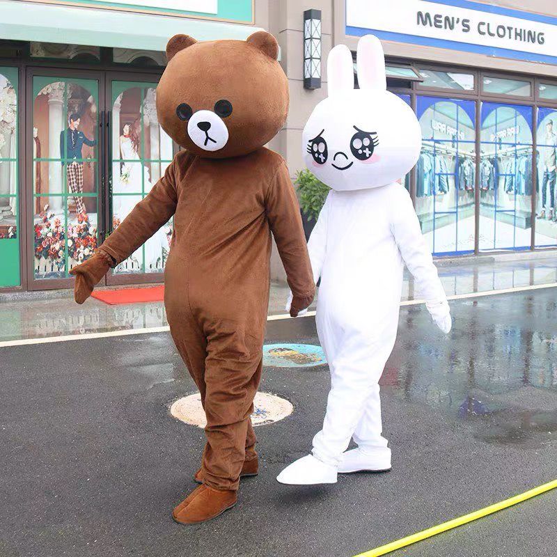 网红熊人偶服装布朗熊卡通玩偶服抖音熊行走发传单套装演出道具服可爱