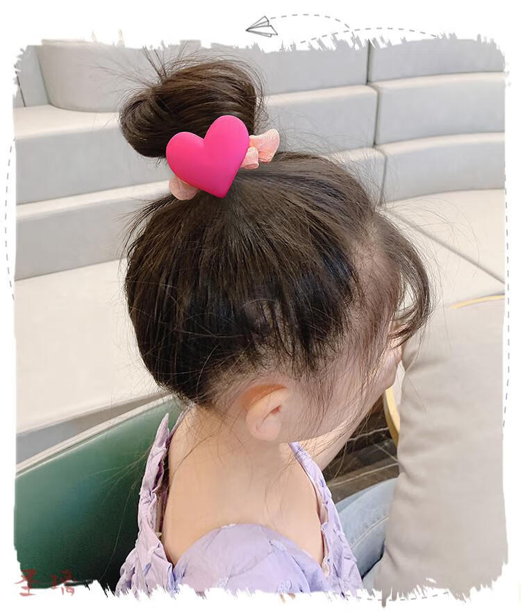 圣璃 儿童皮筋女扎头高颜爱心发绳女孩不伤发发圈发饰女童扎马尾头绳