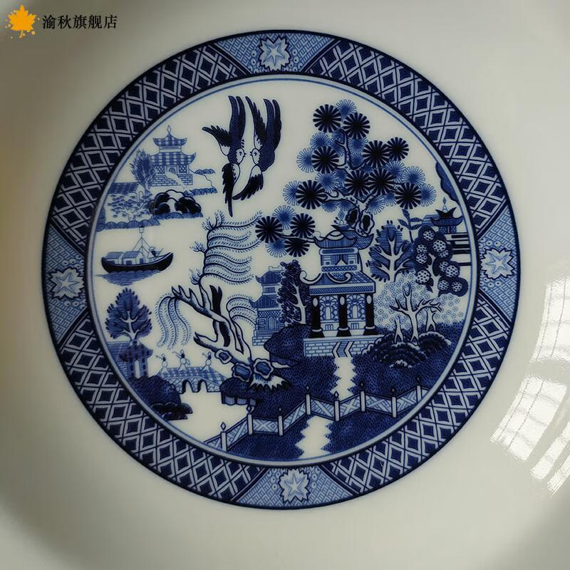 【全新升级】红叶陶瓷红叶陶瓷硬质细白瓷釉中彩青花菜盘——8.