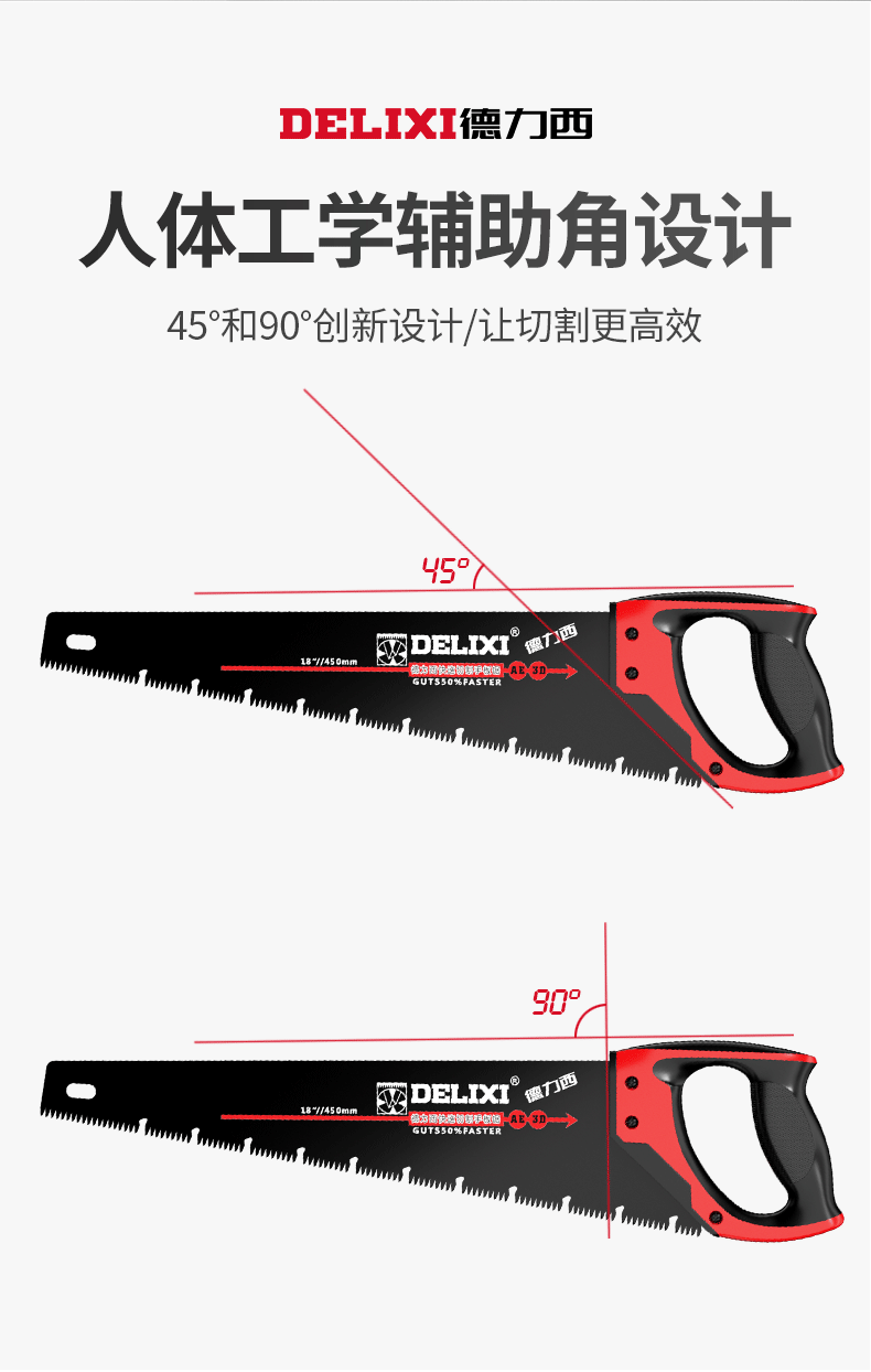 德力西手锯木工锯树木板神器快速手板锯据木头家用小型手持小锯子1