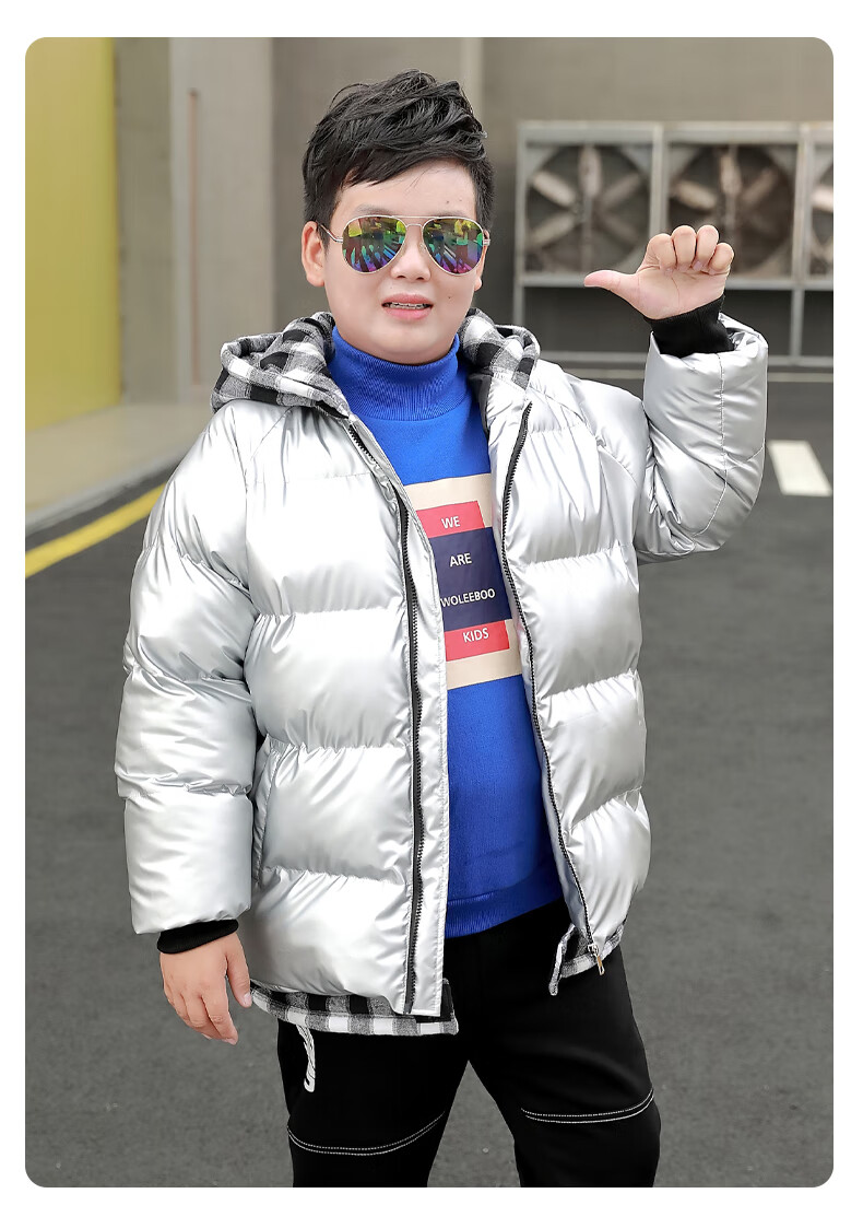 大码男童轻薄羽绒服加肥加大小胖墩胖童棉服大童男冬装外套加厚短款