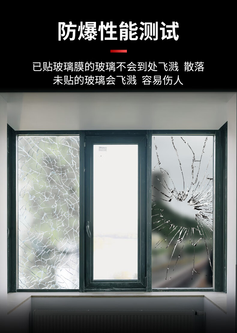 机箱玻璃防爆膜 透明玻璃防爆膜淋浴房浴室钢化玻璃贴膜防碎家用安全
