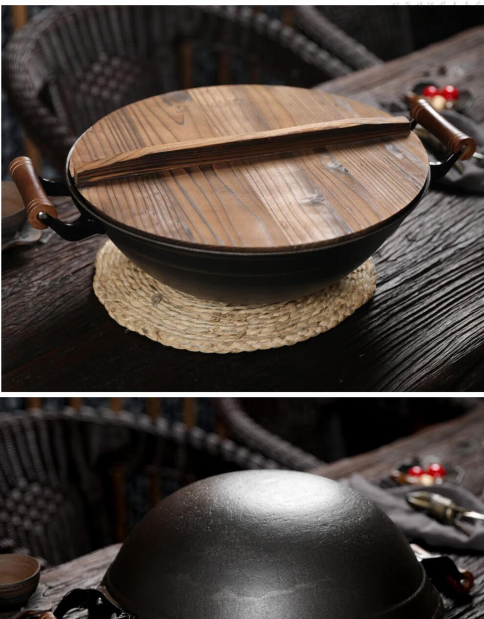 纯铁锅老铁锅熟铁锅炒锅生铁锅炒锅滕州大铁锅老式手工铸铁锅燃气家用