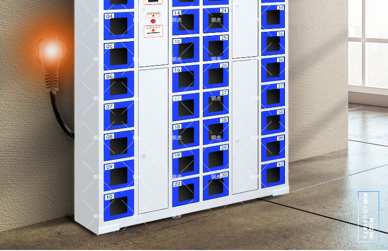 指纹密码人脸识别usb充电工厂员工寄存储物柜 50门条码型手机柜【图片