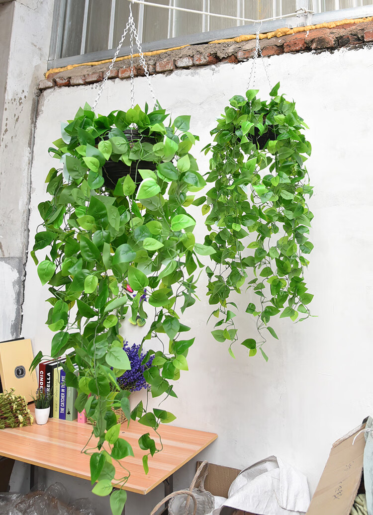 吊篮花盆吊兰绿萝花篮悬挂式垂吊盆仿真植物多肉盆栽藤编草编花器柳编