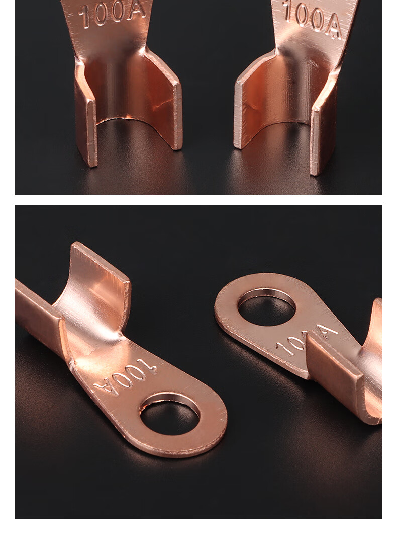 ot紫铜开口鼻铜鼻子冷压接线端子电瓶电线接头圆孔牛鼻子线耳国标紫铜