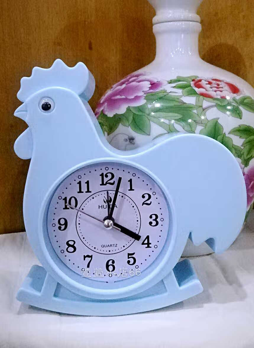 公鸡闹钟大公鸡闹钟个性时尚创意儿童可爱卡通简约钟表小鸡桌摆闹表