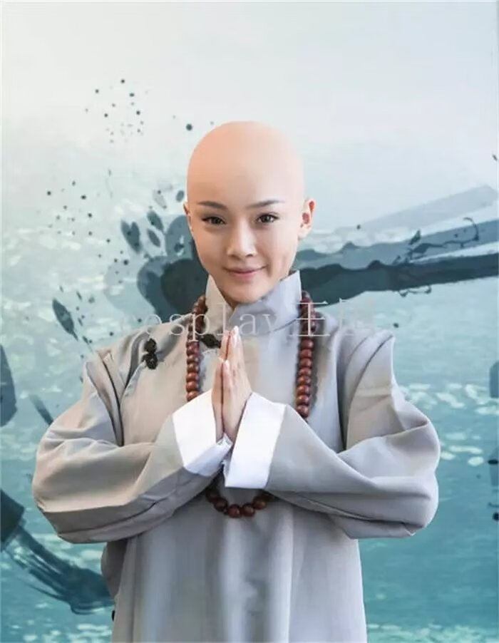 秃子套装 乳胶光头头套假大化妆假发cos男女演员小品演出无心和尚影视