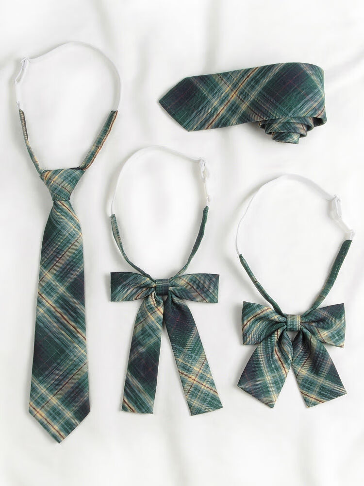 盼玫服饰配件绿色jk制服领结日系jk制服领结领带深绿色格裙领花学生