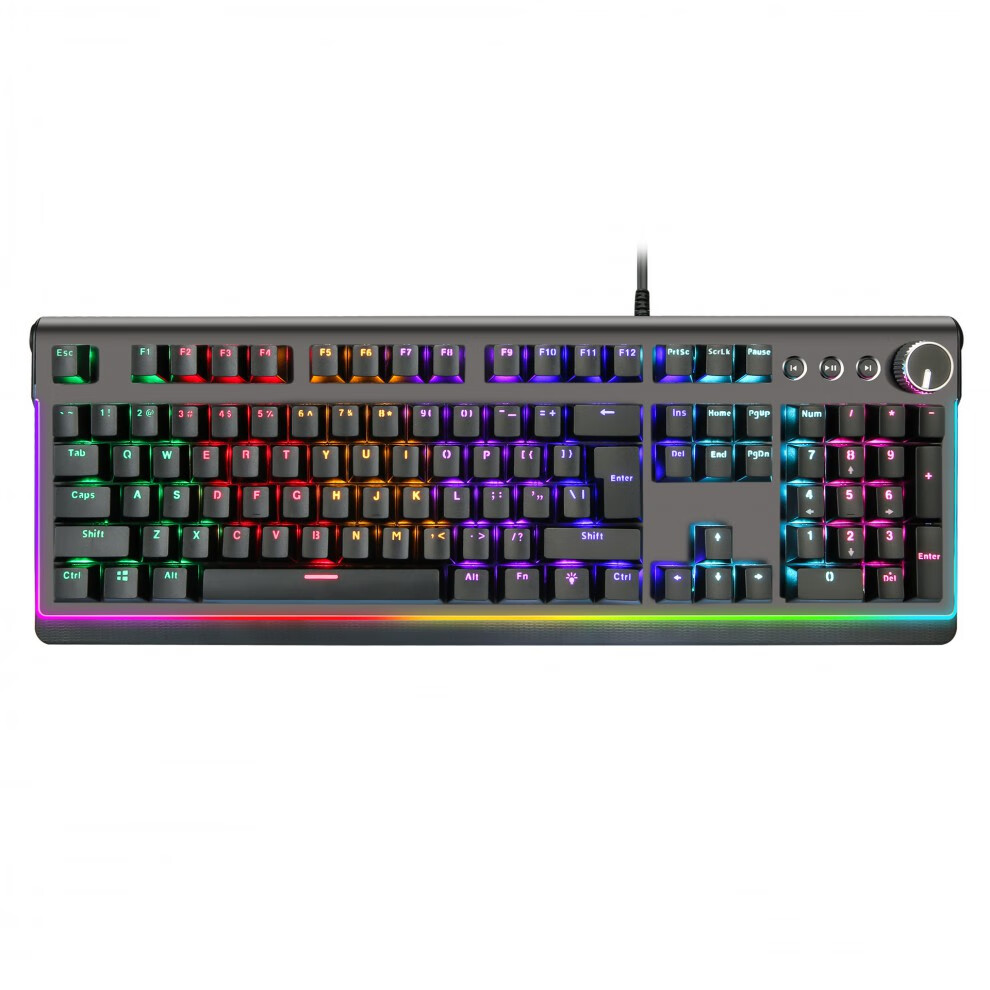 rgb混灯发光有线机械键盘 多功能网红主播绝地求生吃鸡游戏键盘 青轴
