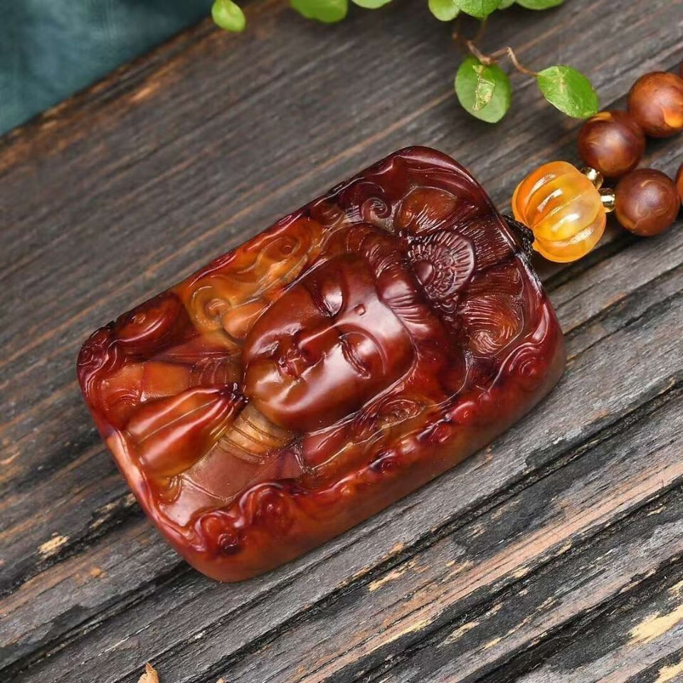 初逅 龙涎香吊坠灰琥珀莲花观音!