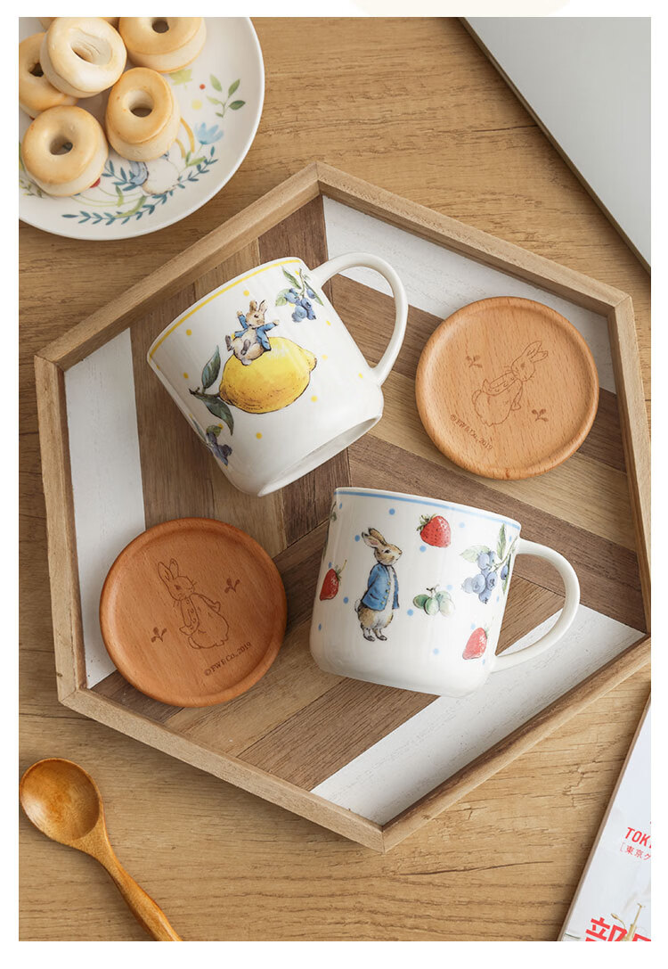 比得兔水杯比得兔peterrabbit带盖马克杯木盖杯陶瓷水杯彼得兔杯子