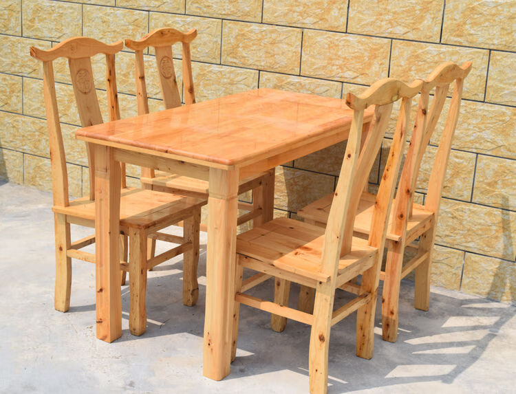 墨绩 小户型实木餐桌椅组合柏木餐桌饭桌面馆小吃店四人桌长条桌快餐