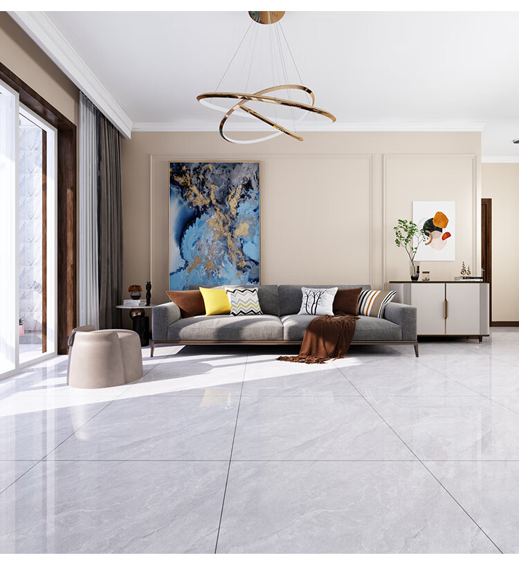 灰白色广东佛山瓷砖800x800地砖客厅滑地板砖600x600磁砖玻化砖(有起