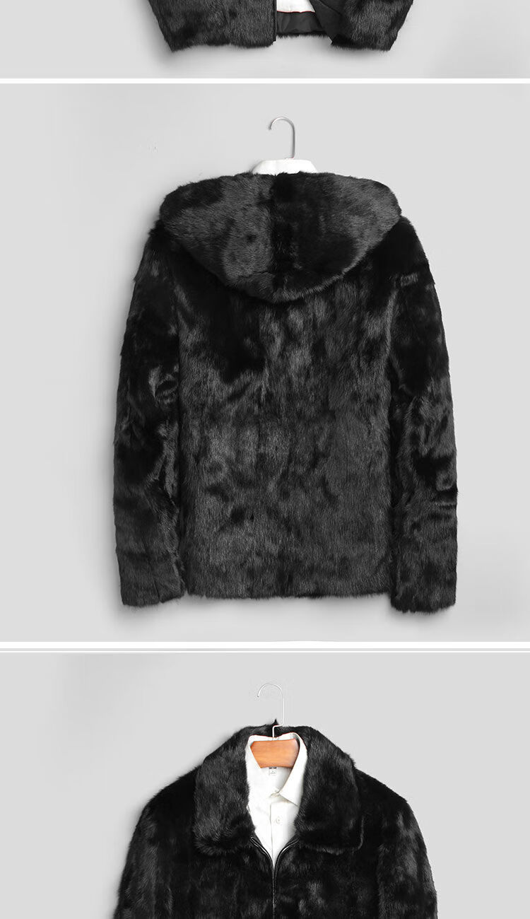 海澜之家旗下海澜优选美国宝嘉美水貂皮冬海宁男装水貂皮草外套短款貂