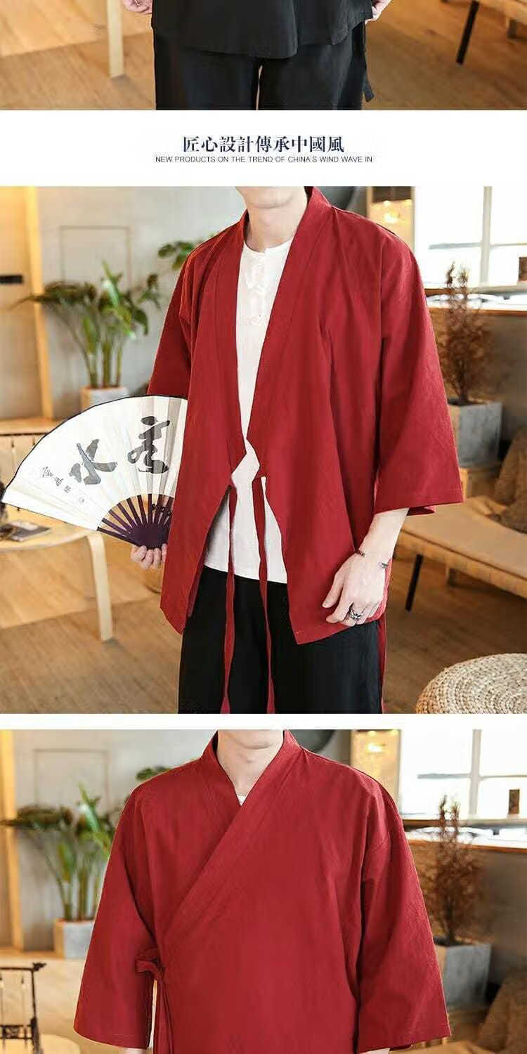 加梵森【】斜襟禅服王也道长古装同款衣服中国风武当复古风道袍