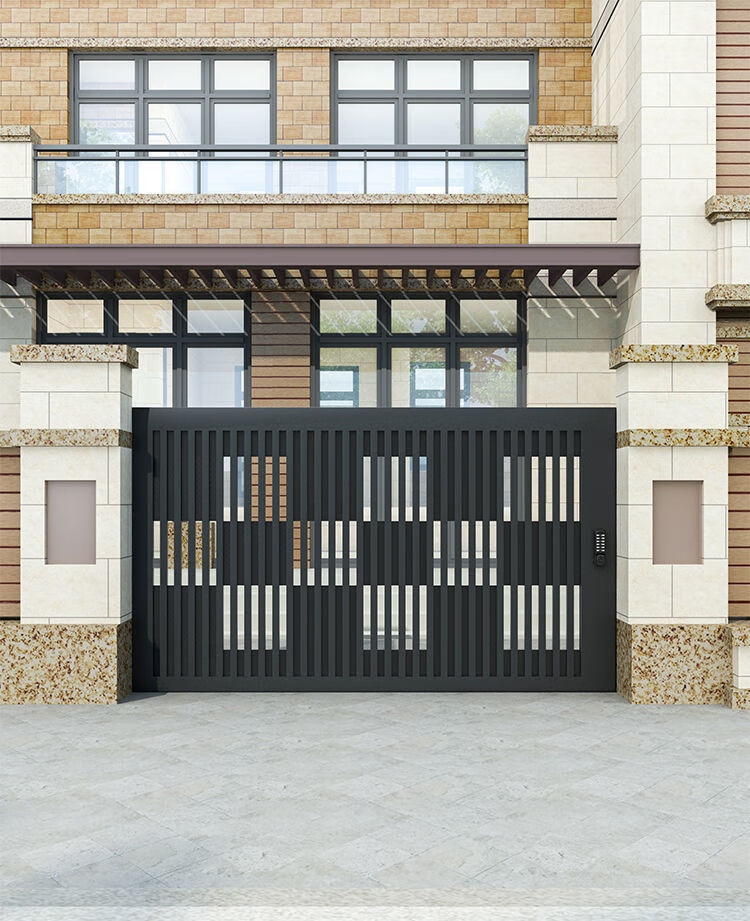 智家派 铝合金庭院大门现代风农村别墅中式双开门百叶简约入户门防锈