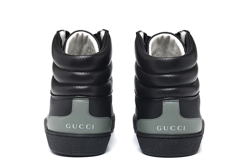 正品鉴定gucci古驰男鞋男士gg穿孔细节高帮运动休闲鞋白色7
