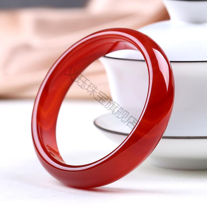 520礼物 老凤凰 冰种红玛瑙玉手镯细条加宽版妈妈款女款少女玉镯子细