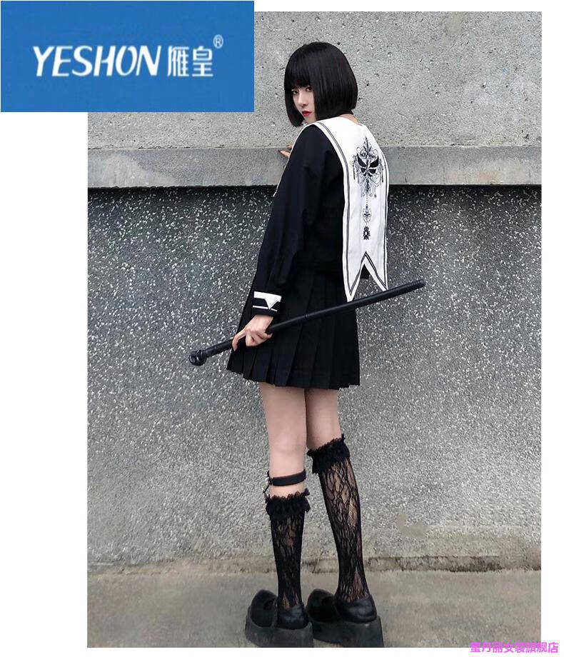 夏天日系水手服不良少女jk制服全员jk暗黑系哥特风jk服十字军上衣结s