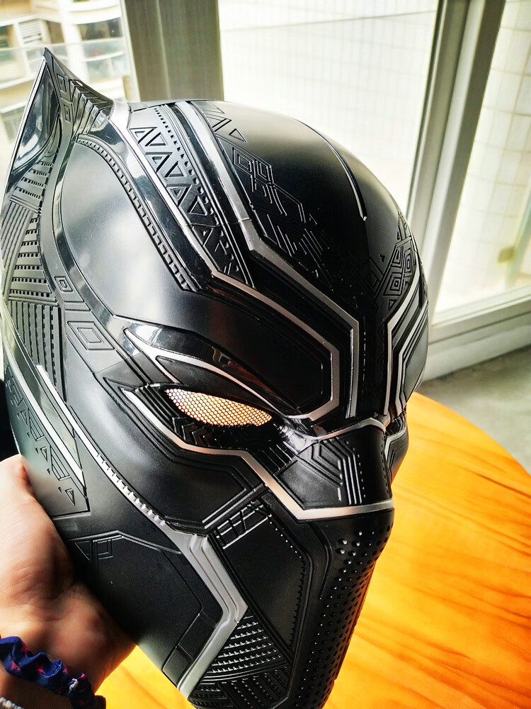 头盔 cos面具复仇者联盟周边产品信蓝铭 黑豹头盔含胸像地台【图片