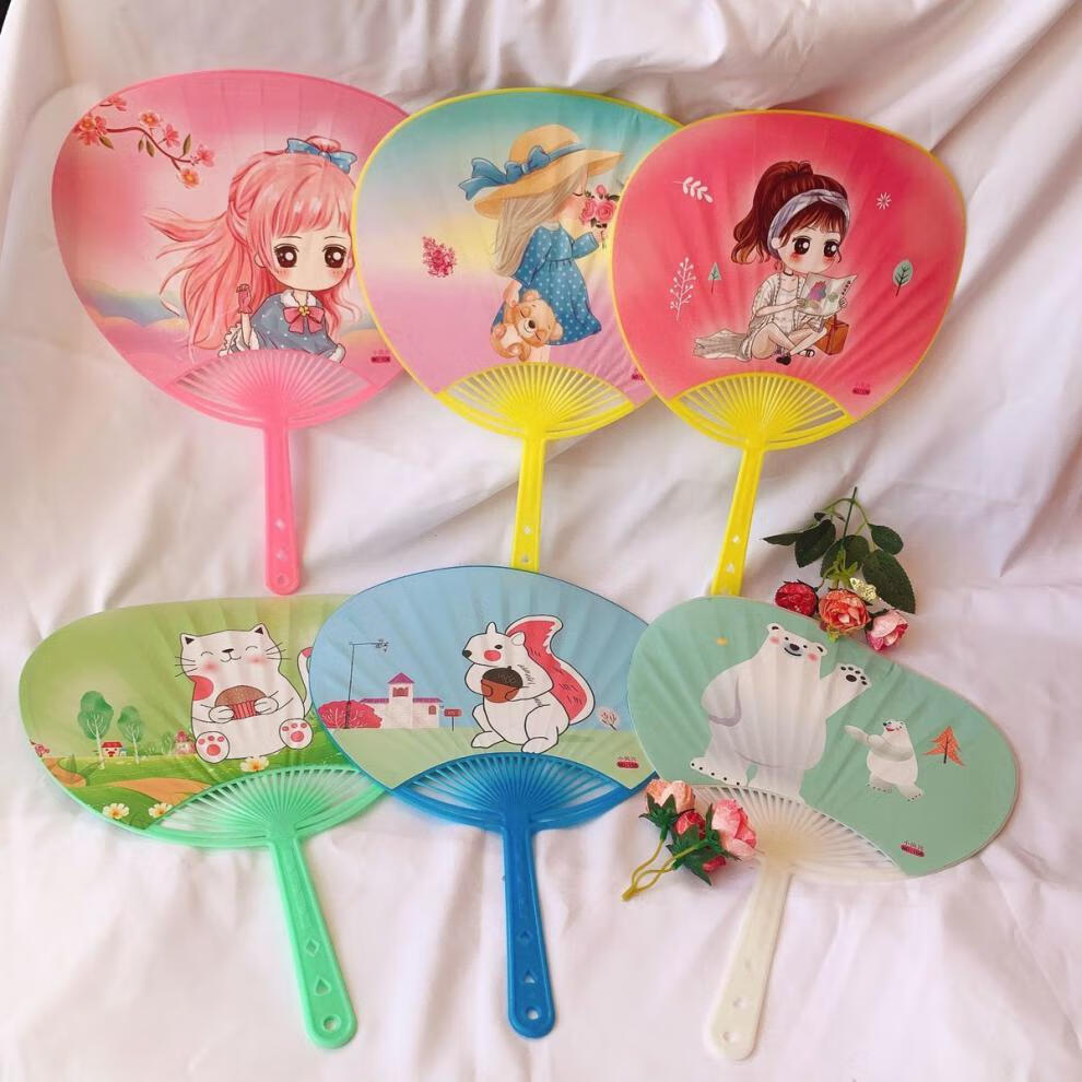 大号卡通圆形扇子可爱女孩芭蕉扇手摇扇驱蚊纳凉学生儿童扇子夏天