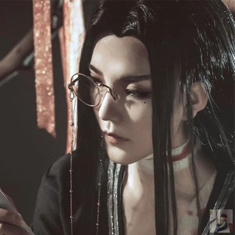 单框单片眼镜阿蒙夹英伦复古带链条d67银框带链条右眼收藏镜袋镜布