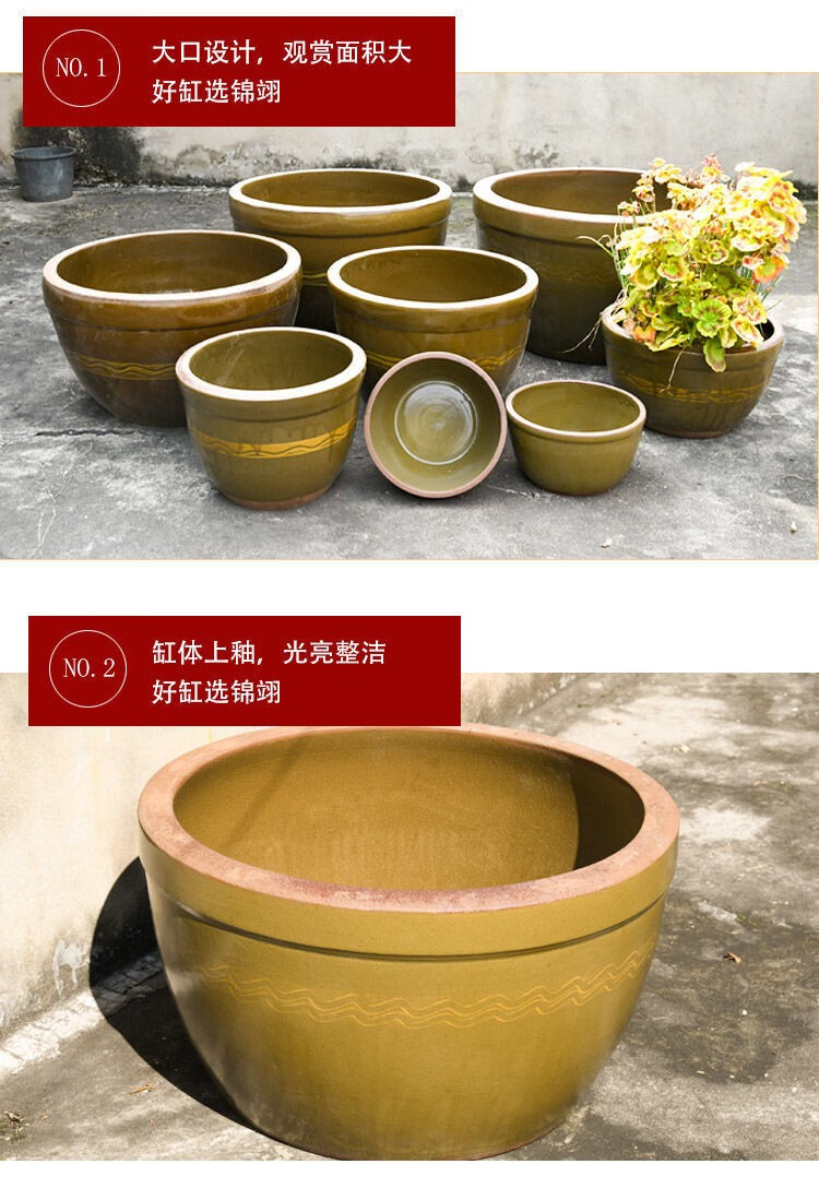 水缸家用老式土陶发酵缸米桶腌菜腌肉庭院造景种花养鱼荷花风水缸容