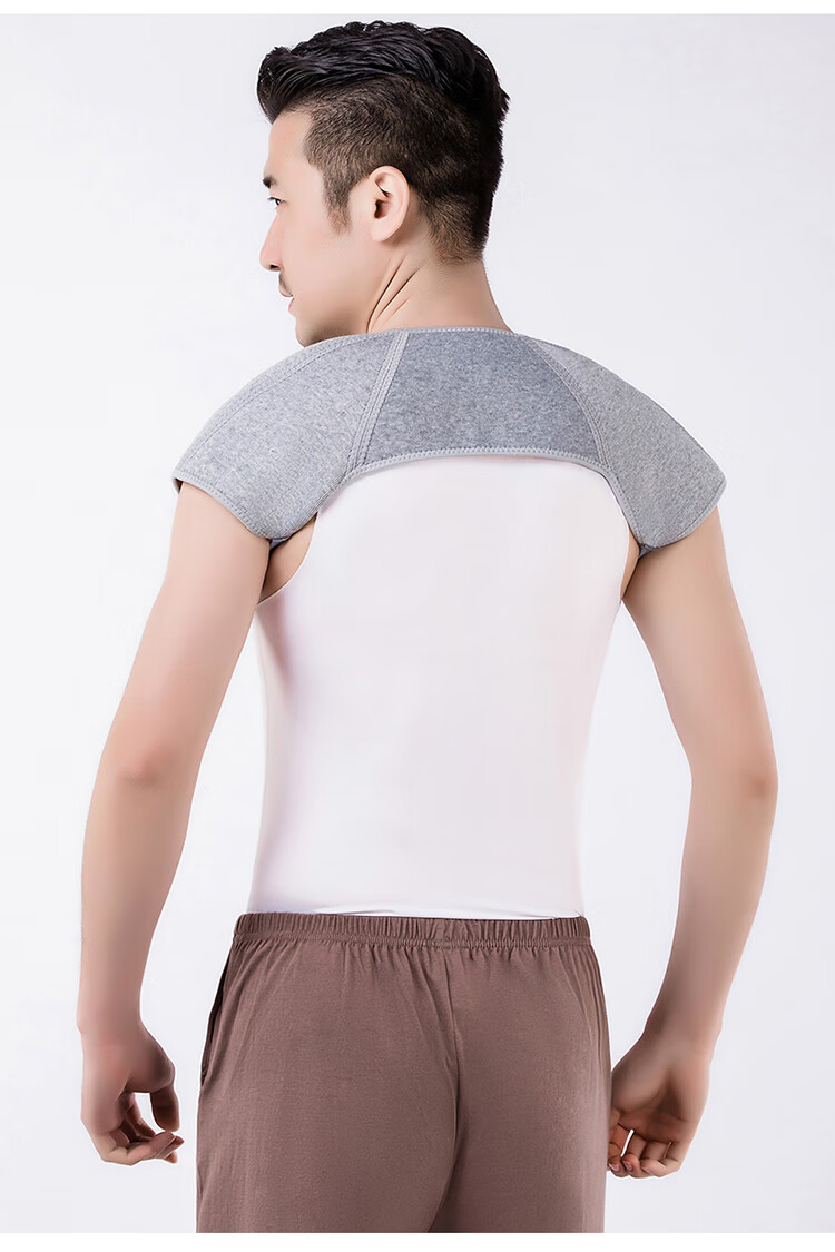 恒源祥男士无袖护肩颈夏季颈部防寒房保暖护脖肩膀坎肩加绒内穿灰色四