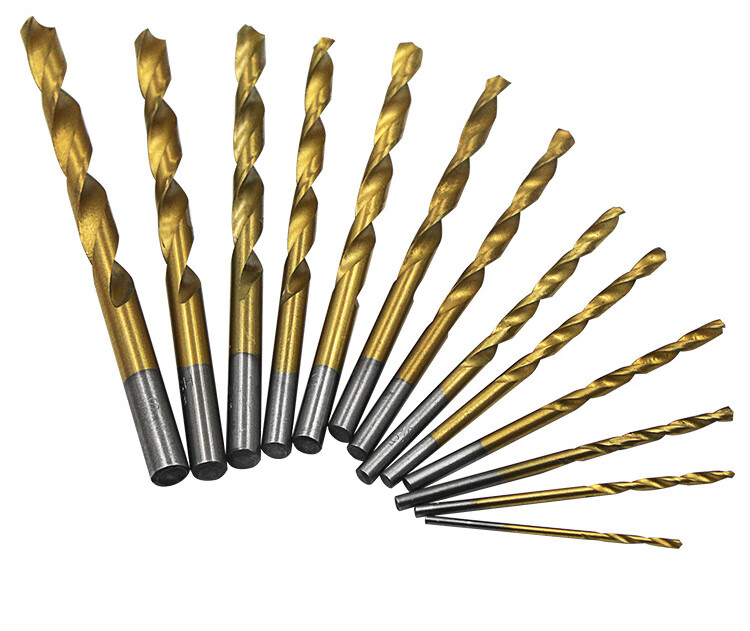 不锈钢钻头高速钢直柄麻花钻13支套装1565mm组合镀钛钻头钻咀木材塑料