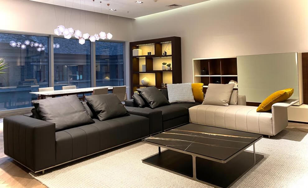 意式minotti沙发 极简设计师款真皮意大利钢琴键别墅高端组合七夕送