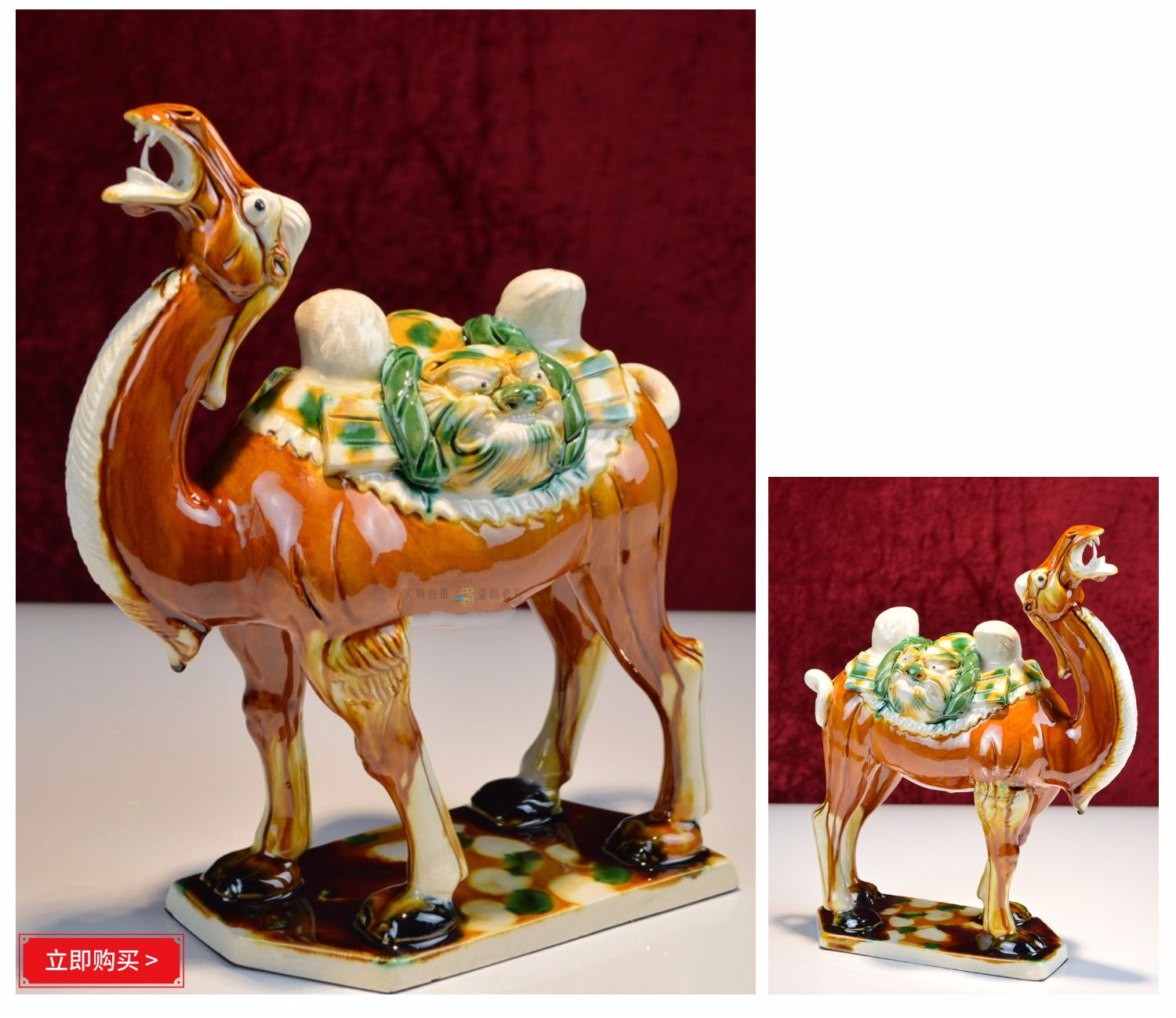 唐三彩手工陶瓷骆驼书房励志摆件民间手艺家居装饰工艺品旅游纪念品