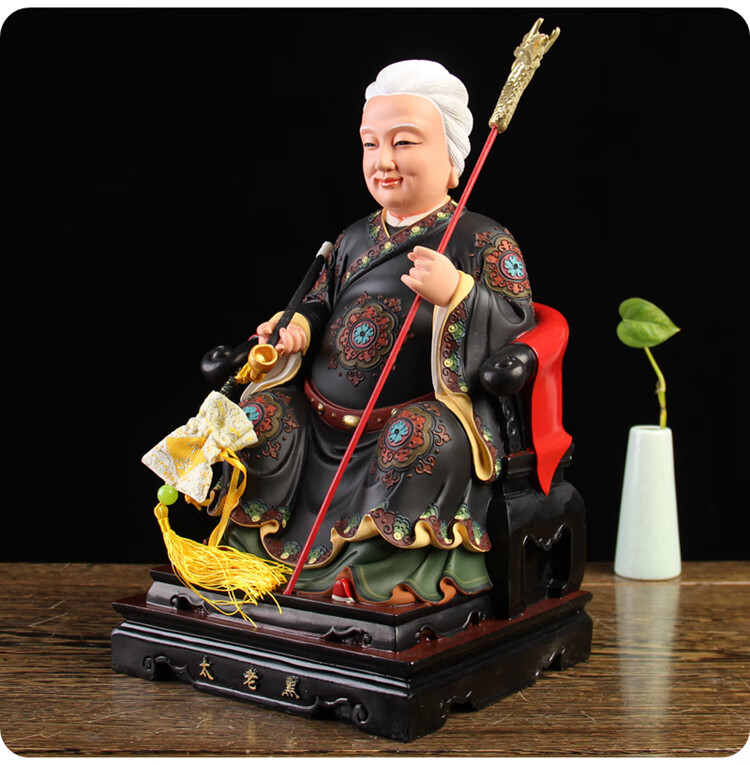 黑妈妈黑老太太神像树脂极彩绘居家家用摆件佛像树脂极彩12英寸高31长