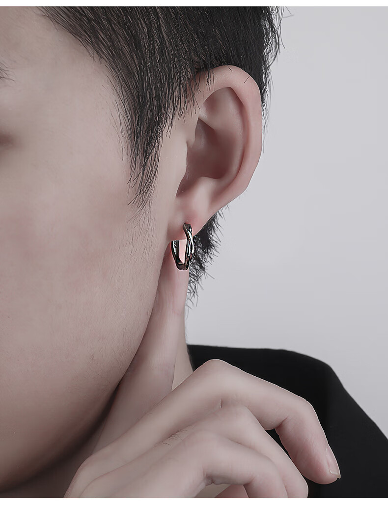 银耳环男潮单只简约百搭个性耳饰女嘻哈冷淡风小众气质男士耳钉收藏加