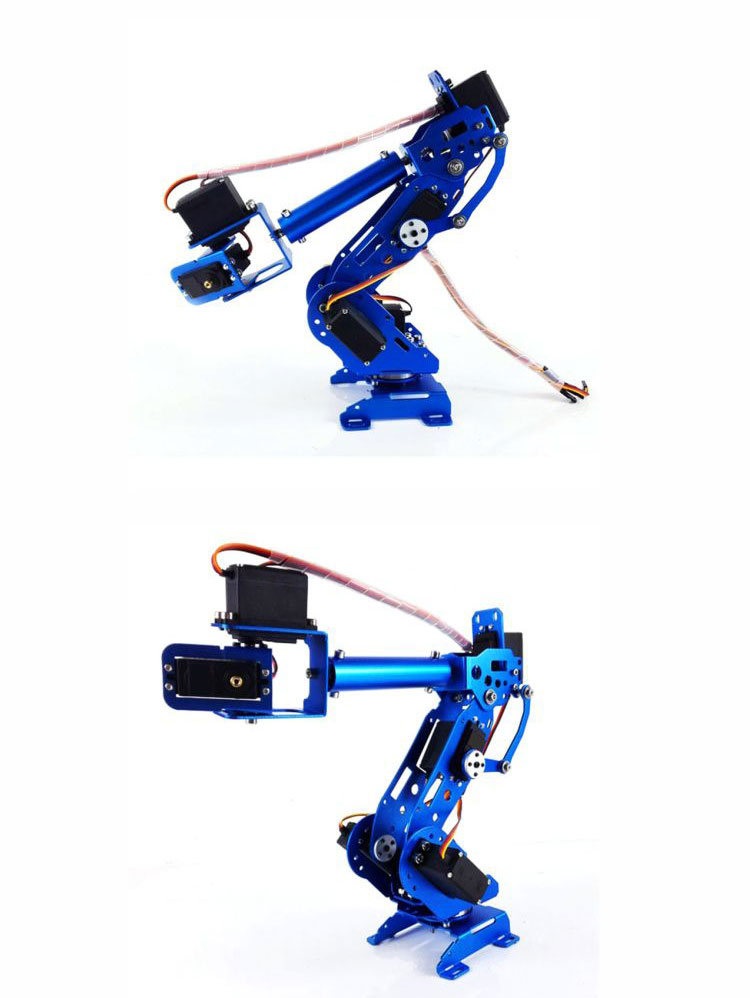 机械臂瓴乐工业机器人配数字舵机编程遥控定制款蓝色7轴散装hmms10
