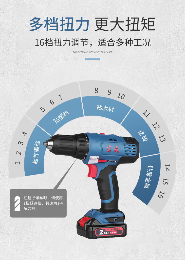 2022新款充电手钻144v锂电钻dcjz1810钻家用电动螺丝刀东城工具1201e