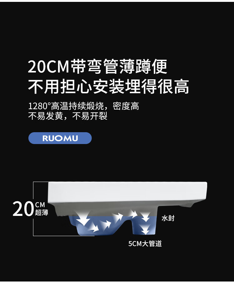 九牧蹲便器衛生間新型薄水箱整套帶存水彎套裝陶瓷便池蹲廁家用蹲坑