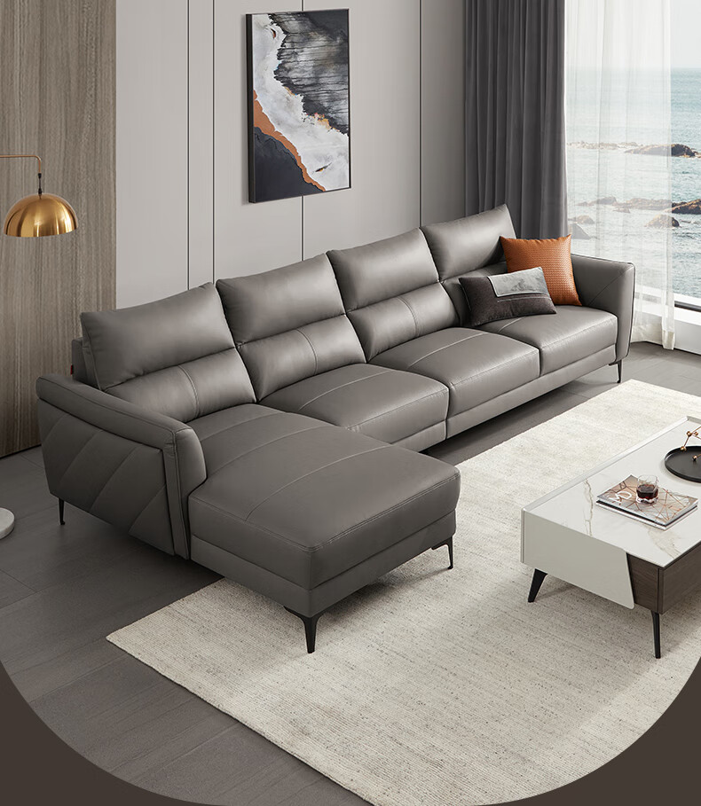 皮质沙发 家居意式真皮沙发现代客厅轻奢小户型头层牛皮沙发1107 【30
