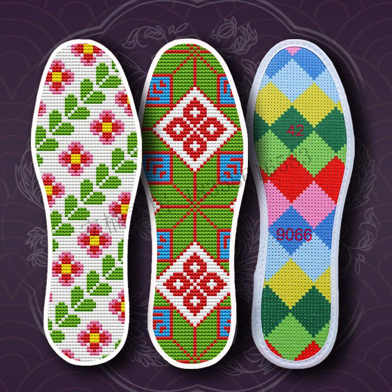 十字绣鞋垫2021年新款十字绣鞋垫带针线半成品自己绣加厚吸汗批发 3双