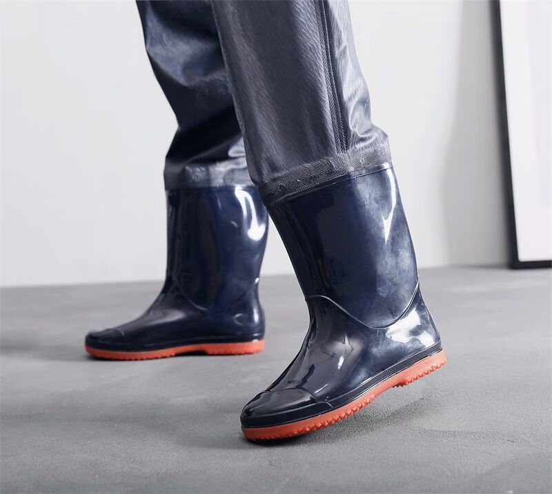 【 ybzhnzr】超长水鞋男士雨鞋夏背带长筒水靴齐腿雨靴牛筋底打渔插秧