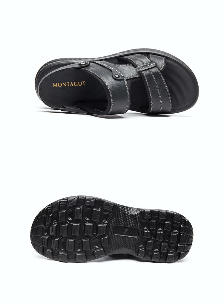 梦特娇凉鞋男士2022年夏季新款真皮透气凉拖鞋两用防滑男士户外沙滩鞋