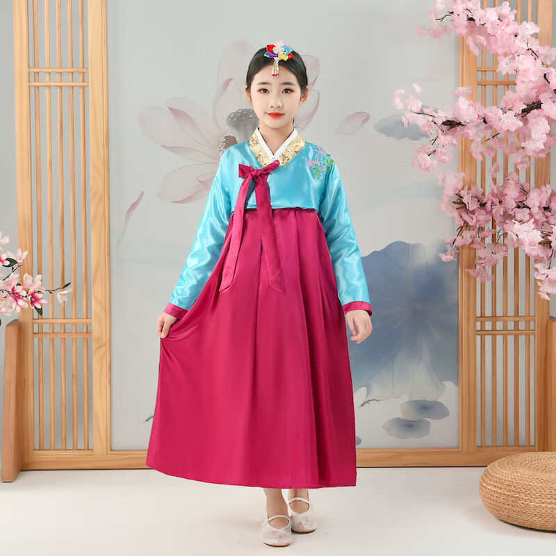 约龙儿童少数民族服装56个民族表演儿童服装女童韩服少