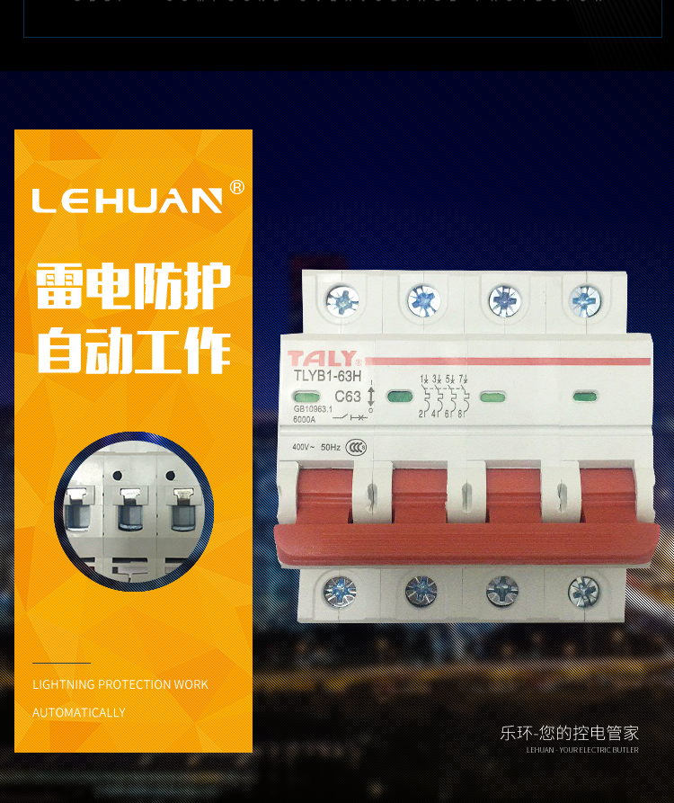 泰力家用小型断路器 dz47 1p2p3p4p 6a-125a 空气开关 3p 80a【图片