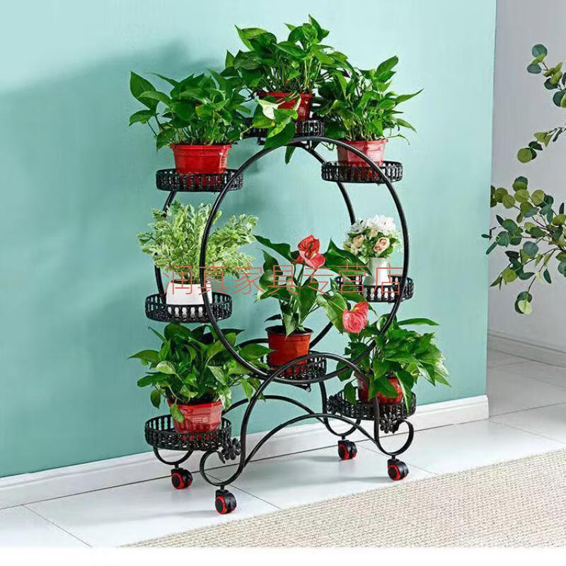 阳台客厅花盆架子绿萝花架花架铁艺带轮落地式绿萝花盆架省空间客厅