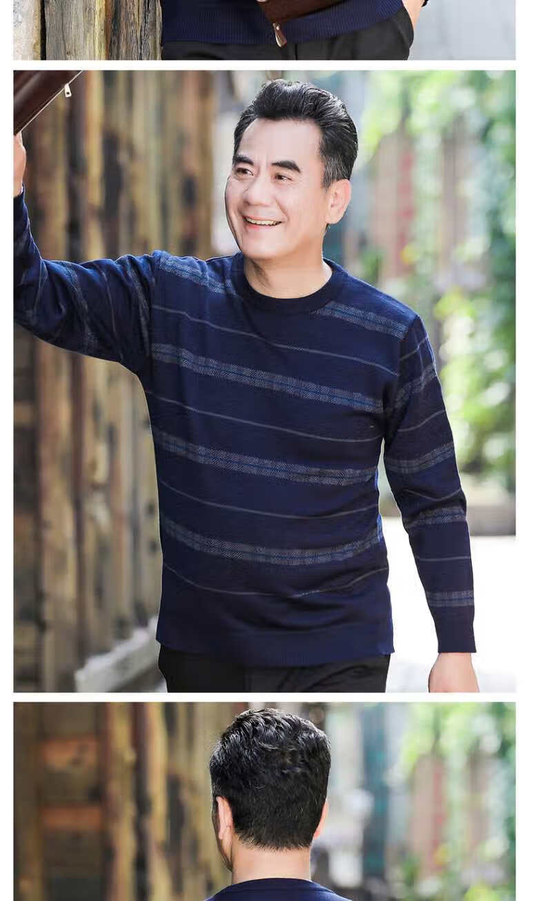 塞下南相爸爸中年男毛衣4050岁中老年人秋装打底衫保暖上衣a21黄色