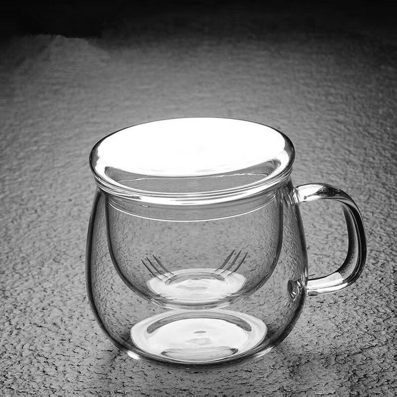 玻璃杯茶杯带把家用花茶杯过滤泡茶杯耐热玻璃杯子男女士办公水杯 300