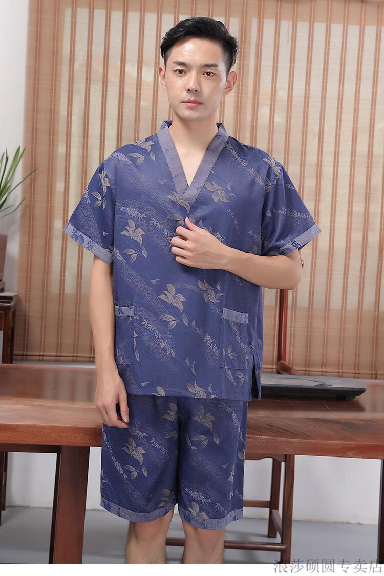 浪莎按摩汗蒸服超大码男士汗蒸服加大加肥男浴服200300斤胖子浴衣驼色