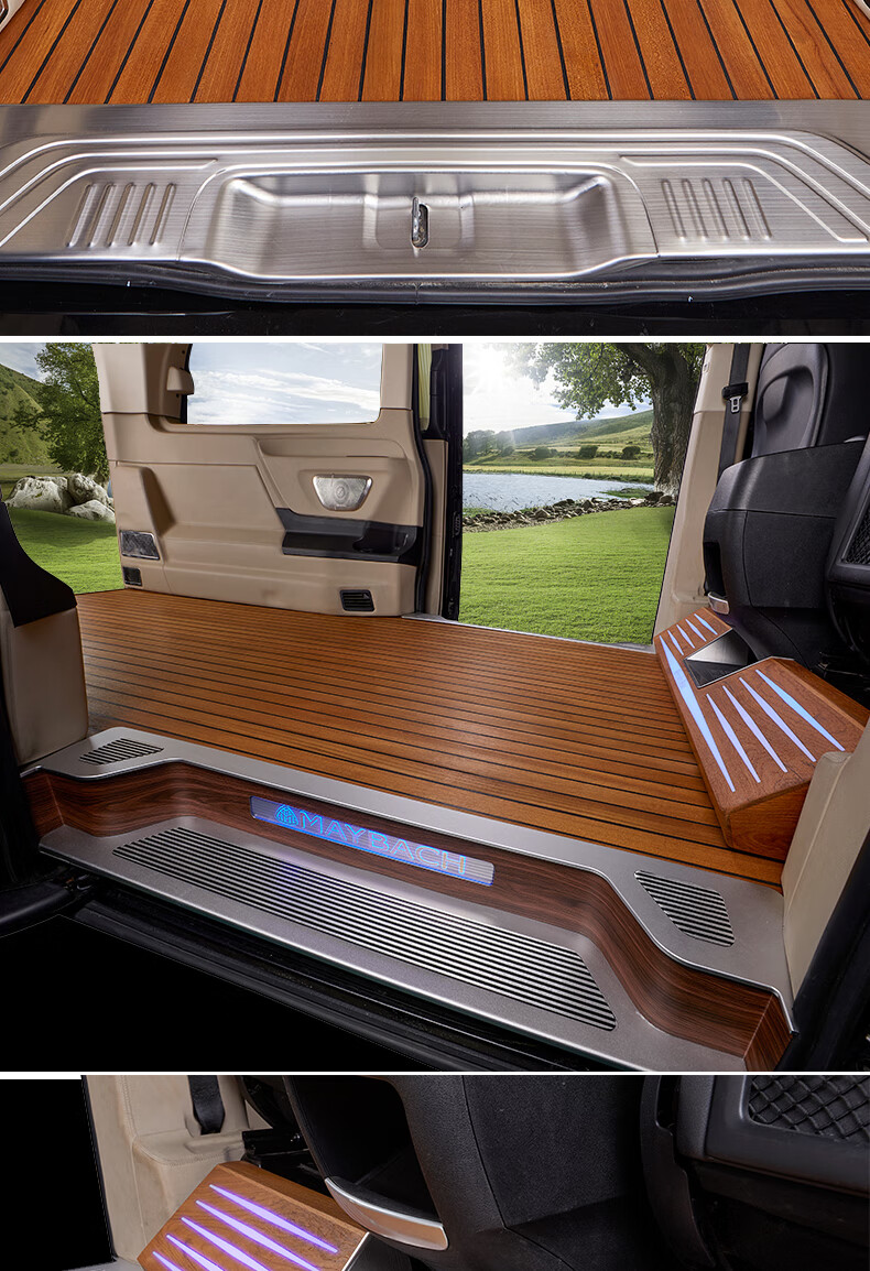 适用于奔驰v260l新威霆v级加长商务车柚木实木地板脚垫v260改装 南美